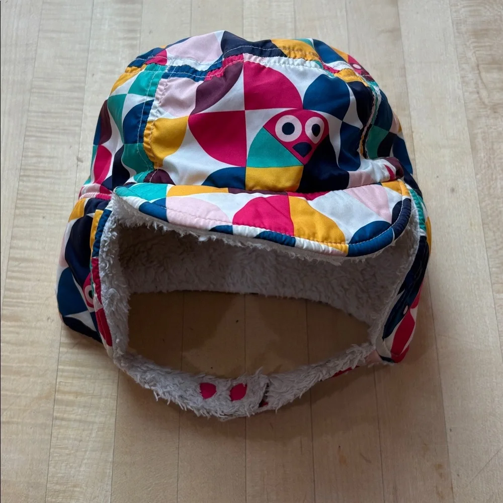 Patagonia Infant Toddler Earflap Shelled Synchilla Cap Colorful Geometric Fleece